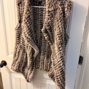 Love Token Textured Knit Open Front Vest